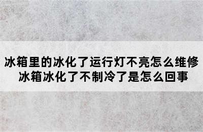 冰箱里的冰化了运行灯不亮怎么维修 冰箱冰化了不制冷了是怎么回事